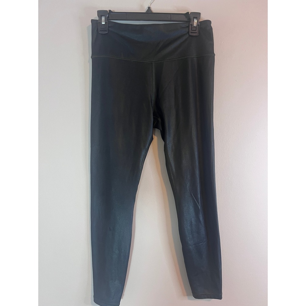 Athleta Elation Ultra High Rise Tight Dark Hunter Green Faux Leather Sparkle M